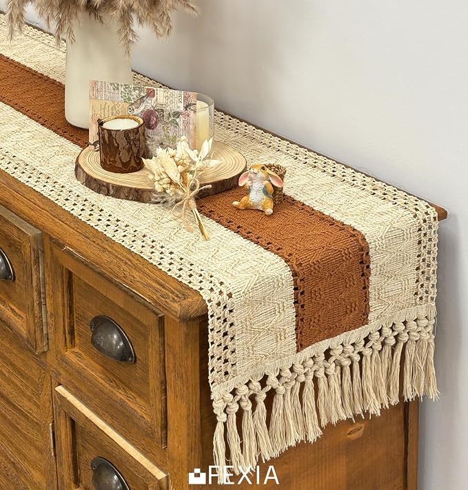 FEXIA Boho Table Runner 72 Inches Long Macrame Summer Decor Coffee Table Cover - Image 5