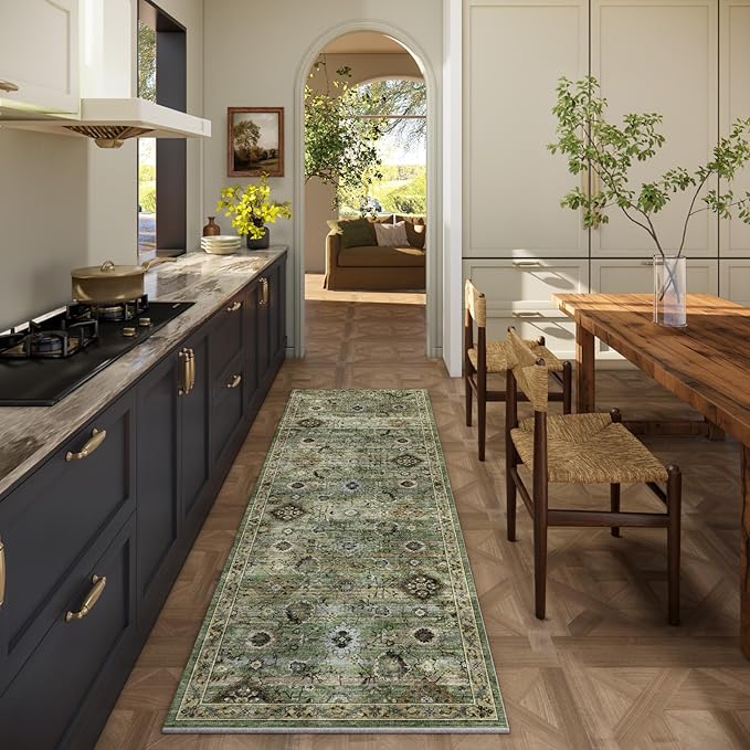Washable Runners for Hallways Kitchen Rugs: 2'x6' Runner Rug Stain Resistant Non Slip Low Pile Soft Carpet Runners for Hallways Bedroom Kitchen Entryway Indoor Laundry Room Farmhouse