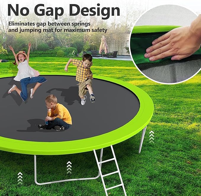 Upgraded 16FT 15FT 14FT 12FT 10FT 8FT Trampoline Outdoor with Basketball Hoop and Net, Capacity for 4-6 Kids and Adults