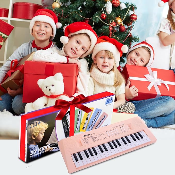 Kids Piano Keyboard, 37 Keys Portable Music Keyboard Early Learning Educational Electronic Music Piano Instrument Toys for 3 4 5 6 Year Old Boys and Girls (Pink)