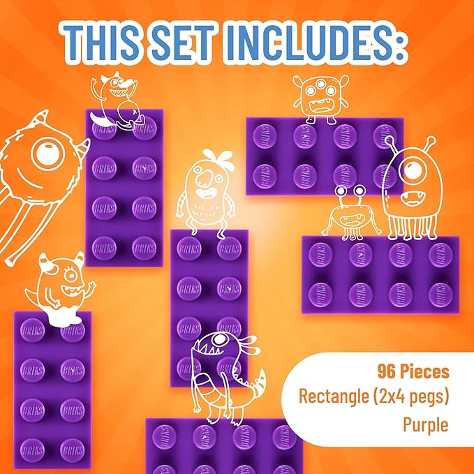 Strictly Briks Classic Bricks Starter Kit, Purple, 96 Pieces, 2x4 Studs, Building Creative Play Set for Ages 3 and Up, 100% Compatible with All Major Brick Brands