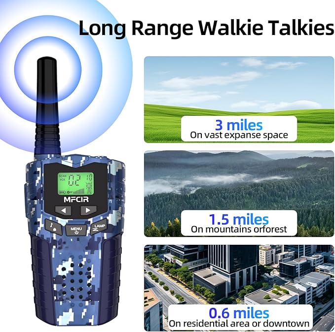 Walkie Talkies for Kids Toys for Boys, Rechargeable, 2 Pack, 3 Miles Range, 22 Channels, 2 Way Radio,Birthday Gifts for3-12 Year Old,Christmas Girls
