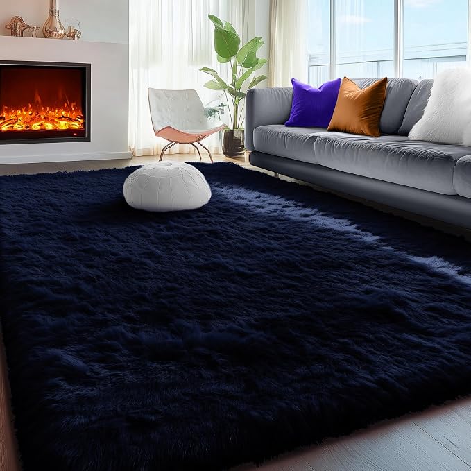 PAGISOFE Dark Navy Blue Rugs for Living Room 5x7 Ft, Plush Area Rugs for Bedroom - Image 6