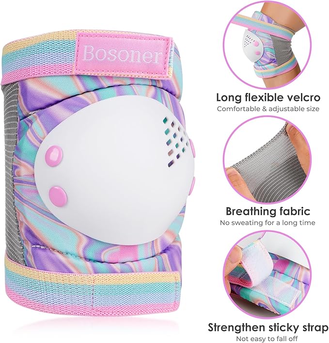 BOSONER Kids/Youth Knee Pad Elbow Pads for Roller Skates Cycling BMX Bike Skateboard Inline Rollerblading, Skating Skatings Scooter Riding Sports