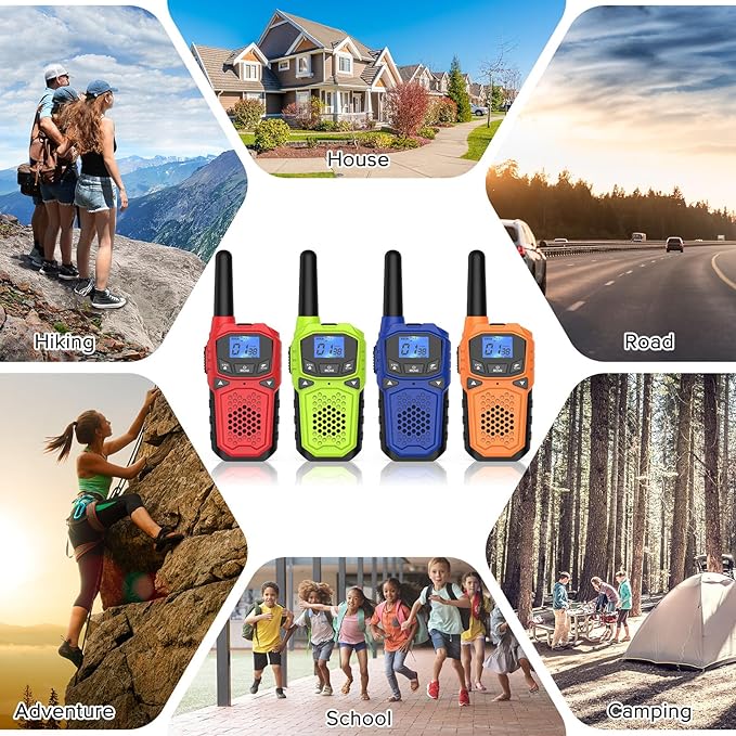 Walkie Talkies for Adults- WokTok Long Range 2 Way Radio, 3000MAH Rechargeable AA Batteries for Held Hiking Accessories Camping Gear Xmas Birthday, 2-in-1 Charging Cable,NOAA Weather Alert,4 Radios