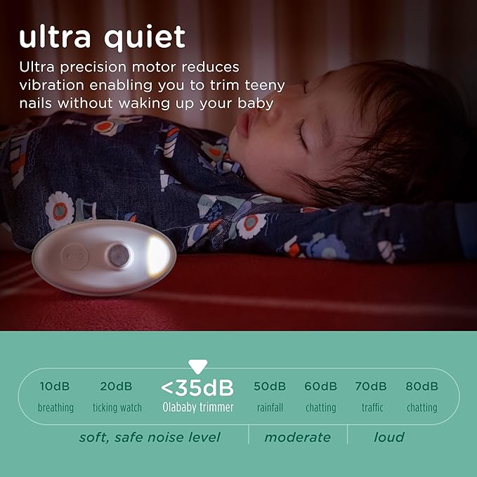 Olababy Rechargeable Electric Baby Nail Trimmer | Newborn Nail Clipper | Electronic File for Babies | Infant/Toddler Nail Grooming Kit | Portable Manicure Essentials | LED Light Fingernail Cutter Set