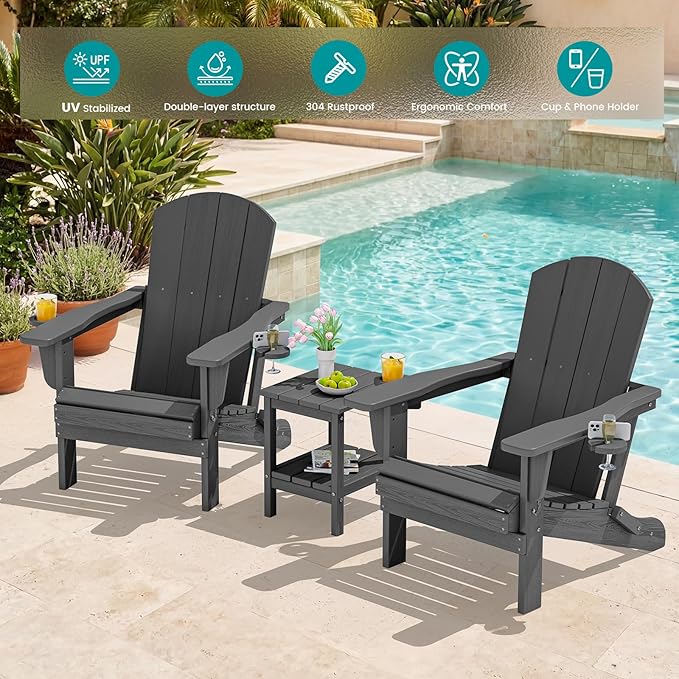 SERWALL Foldable Adirondack Chair Set of 6, HDPE Adirondack Chair - Image 2