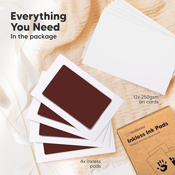 4-Pack Inkless Baby Hand and Footprint Kit - Mess Free Ink Pad for Newborn Keepsake, Dog Nose & Paw Print Kit, Clean Touch Ink Pad for Baby Hand & Footprints, Ideal New Mom Gifts (Auburn)