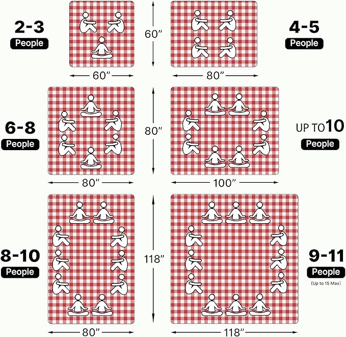 TigeJoy Extra Large Picnic Blanket Waterproof Foldable 80''x80'', Outdoor Picnic Mat Beach Blanket Sandproof for Park, Grass, Travel, Hiking, Camping Essentials, Gingham Picnic Blanket