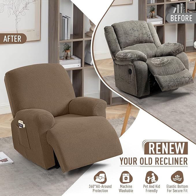 TAOCOCO Oversized Recliner Chair Covers, 1 Seater Streach Recliner Covers Soft - Image 5