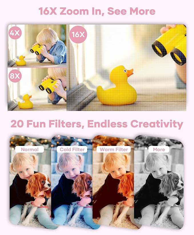 WONNIE Digital Camera 56MP, FHD 1080P Point & Shoot Camera with 32GB SD Card, 2 Batteries, and Lanyard, Ideal for Kids & Teens, Suitable Gift for Girls