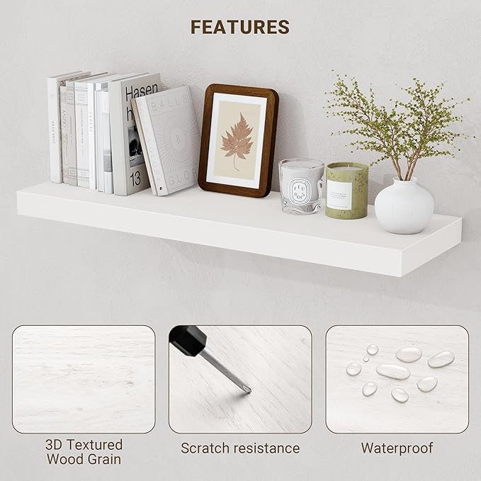 Acovy 55 Inch Floating Shelves, Wooden Shelves - Image 5