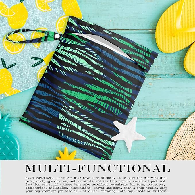 Wet Bag, Wet Dry Bag, Wet Bag for Swimsuit, Travel, Beach, Pool, Diapers, Dirty Yoga Gym Clothes, Makeup Bag, Waterproof Tropical Palm Leaves Decor Jungle Palm Leaf Favors