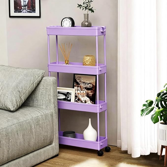 SPACELEAD Slim Storage Cart 3 Tier, Bathroom Organizer Rolling Utility - Image 6