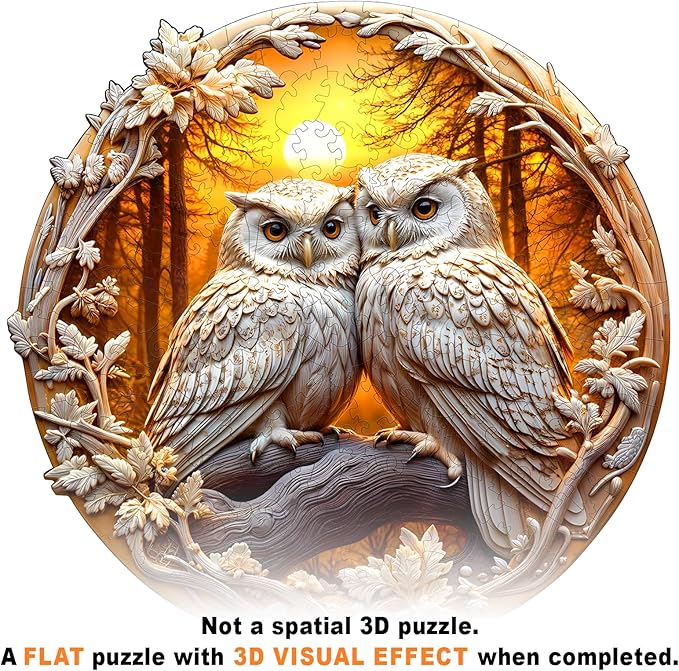 Wooden Puzzles for Adults - Couple Owl Wooden Jigsaw Puzzle - Unique Animal Shaped Wood Puzzles Adult - Creative Birthday Gift Family Game 100pcs
