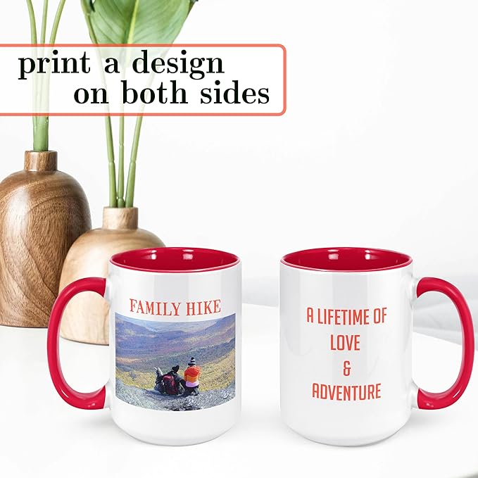 Personalized Coffee Mug, Custom Photo Text 15 Oz Ceramic Mug, Customized Picture Name Tea Cup, Unique Gift Idea, Taza Cafe Personalizadas Fotos, Cute Custom Gifts Mom Women Men, Mother's Day, Red