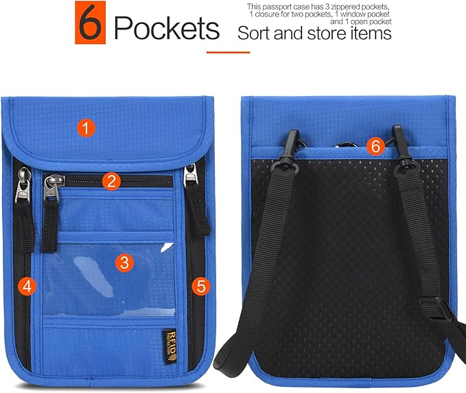 Neck Wallet Lightweight RFID Blocking Waterproof Travel Pouch for Women Men