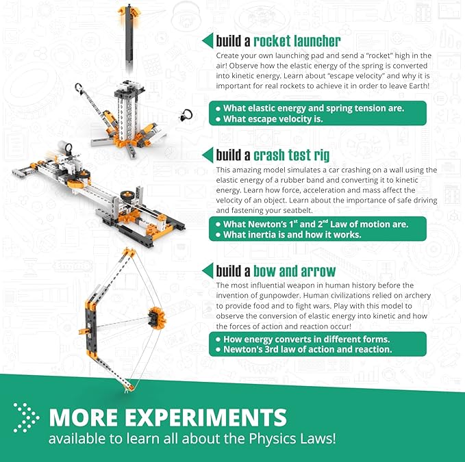 Engino STEM Toys, Physics Laws: Inertia, Friction & Circular Motion, Engineering Kit for Kids 9+, Creative STEM Projects, Gifts for Boys & Girls, Building Toys (6 Model Options)