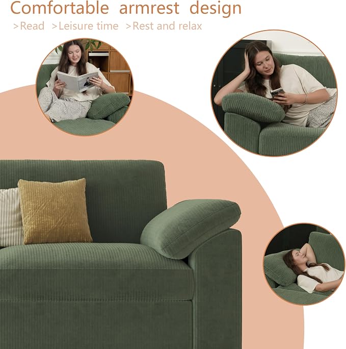EASE MOOSE Comfty 2 Seat Couch, FSC Certified Modern Deep Seat Sectional Modular - Image 7