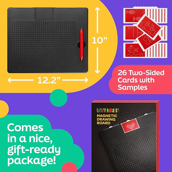 Large Magnetic Drawing Board for Kids & Toddlers with Beads and Magnet Stylus Pen - Magnetic Tablet Toy for Airplane & Car Ride Activities for Kids