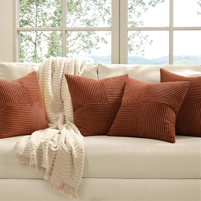 MIULEE Boho Farmhouse Rust Decorative Throw Pillow Covers 18x18 Inch 4 Packs - Image 2