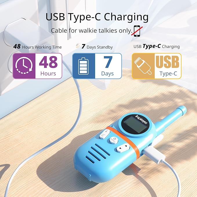 Walkie Talkies for Kids Rechargeable,Toys for Boys and Girls Ages 3-12, 2 Pack Long Range 2-Way Radios, Birthday Gifts,Christmas Stockings, Outdoor Play, Family Games, Hiking Camping Gear