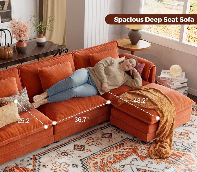 ELUCHANG Oversized 153" Modular Sectional Sofa, Comfy Cloud Couch, L Shaped - Image 5