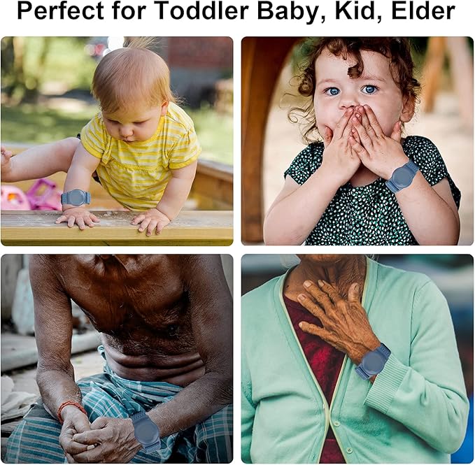 Kids Wristband Compatible with Apple AirTag, Protective Case for Air Tag GPS Tracker Holder with Nylon Bracelet, Adjustable Anti Lost Watch Band for Toddler Child Elder(Blue)