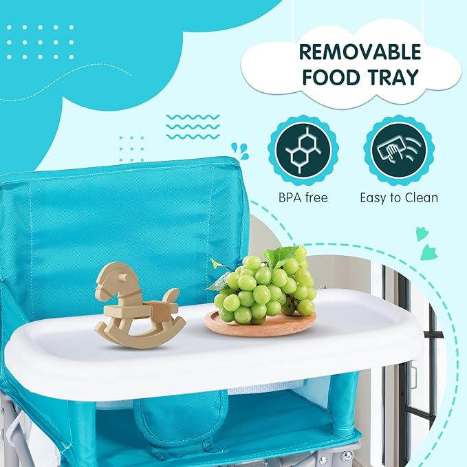 Portable Booster Seat, Toddler Baby Seat with Tray for Dining Table Compact Floor Chair for Camping Lawn Beach Babies Travel 6-36 Months