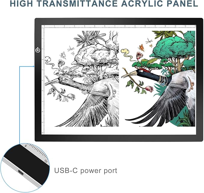 LitEnergy A3 LED Copy Board Light Tracing Box, Ultra-Thin Adjustable USB Power Artcraft LED Trace Light Pad for Tattoo Drawing, Streaming, Sketching, Animation, Stenciling