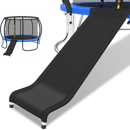 Trampoline Slide, 10FT 12FT 14FT 15FT 16FT Trampoline Universal Slides, Trampoline Accessories with Cushioning Effect, Suitable for Children to Climb Up and Slide Down, Safety Slider (Silver)