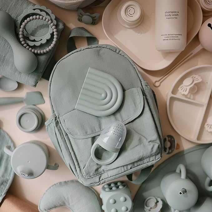 mushie Silicone Baby Fresh Fruit & Food Feeder Pacifier | 6 Months+ (Cambridge Blue)