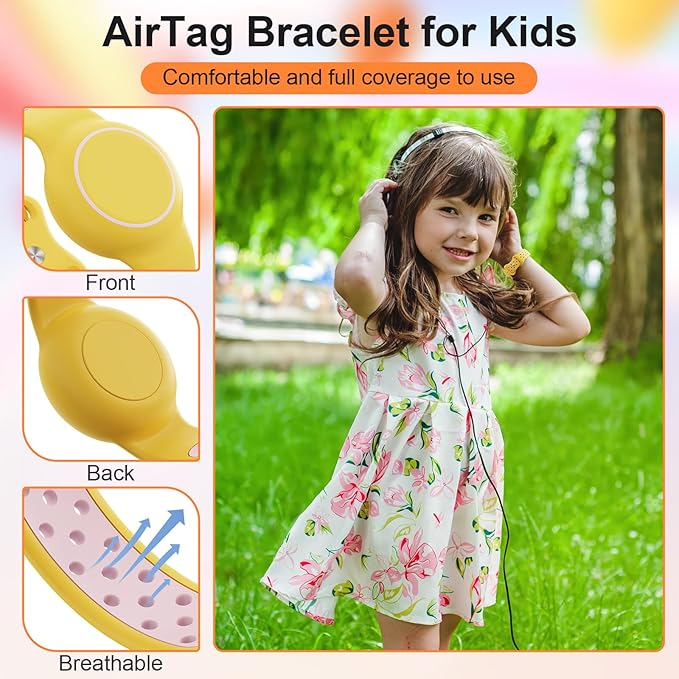 Waterproof Bracelet Compatible with AirTag for Kids (2 Pack), Protective Case GPS Tracker Holder for Child with Full Coverage Hidden Design, Soft Silicone Anti-Lost Wristband Cover for Toddler YPPW
