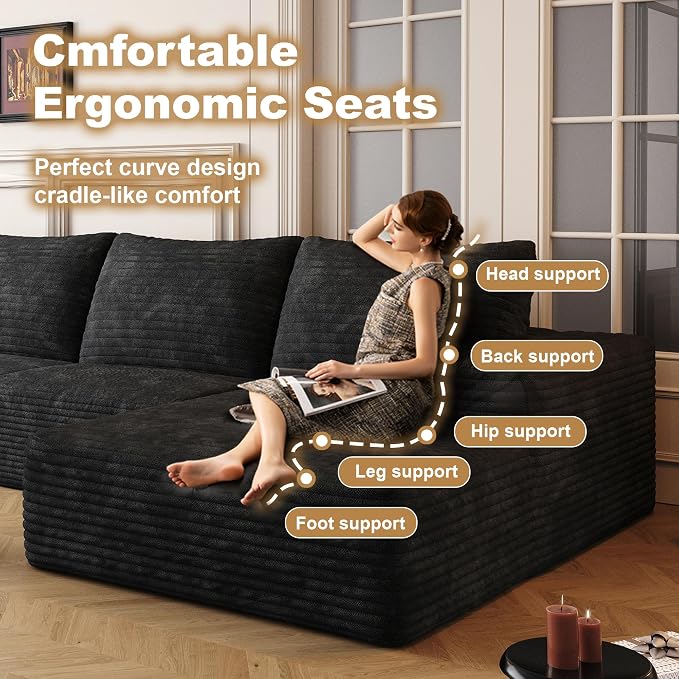 136" Sectional Couches for Living Room Cloud Couch Sofa - Image 5