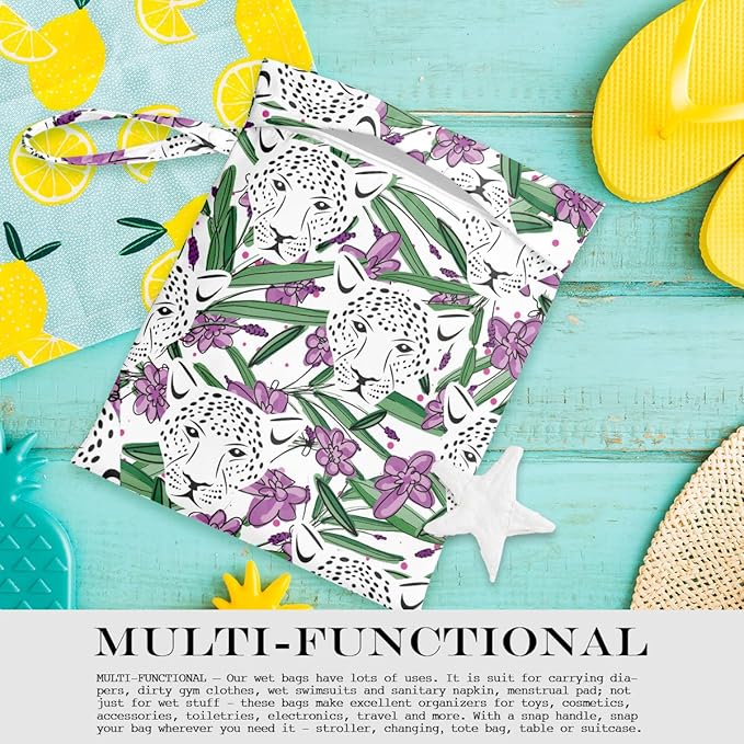 Wet Bag, Wet Dry Bag, Wet Bag for Swimsuit, Travel, Beach, Pool, Diapers, Dirty Yoga Gym Clothes, Makeup Bag, Waterproof Tropical Palm Leaves Decor Jungle Palm Leaf Favors