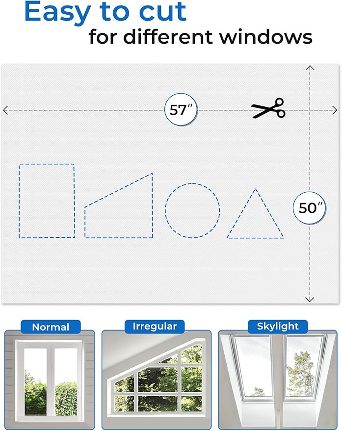 Sumobaby Blackout Curtains for Bedroom 50"x57" Portable No Drill Blinds for Windows with Heat-Resistant Magic Tapes,100% Black Out Window Cover Easy to Cut Fit for Home Cinema,Dorm Room,Nursery(White)
