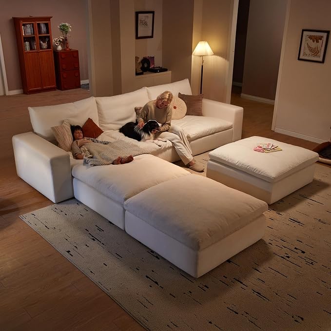 Cloud Couch Sectional 113.8'' Oversized Modular Deep Seat Sofa Bed Comfy White - Image 8