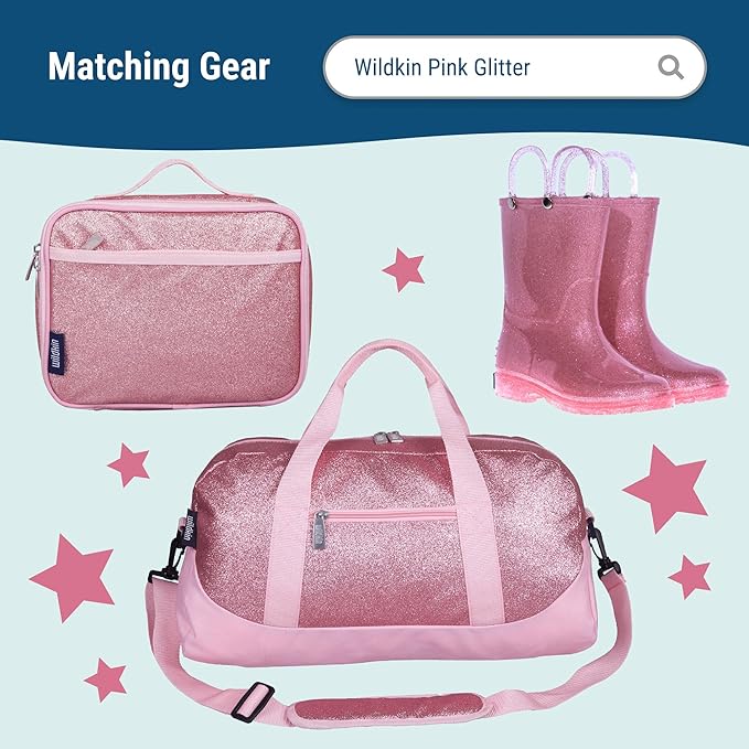 Wildkin 15-inch Kids Backpack – Durable, Padded, Adjustable for School & Travel - Pink Glitter
