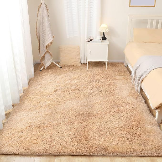 Area Rugs 8x10, Fluffy Rugs for Living Room, Ultra Soft Rugs for Bedroom, Non-Slip Indoor Carpet for Nursery, Kids Room, Playroom, Home Decor, Camel