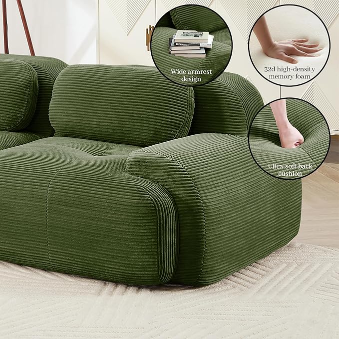 Boneless Sectional Couch, No Assembly Required, 81.8” L Shaped Modular Cloud - Image 7