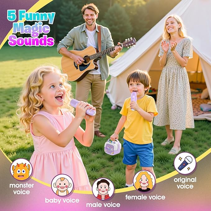 Mini Karaoke Machine for Kids Girls: Unicorn Portable Bluetooth Speakers with 2 Wireless Mic Toys for Girls Age 4-6 7 8 9 Years Old Girl Gifts Birthday Gifts for 5 6 7 8 9 10 11 Years Teens Purple