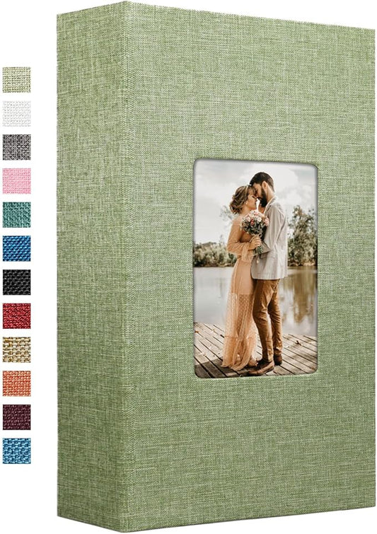 Vienrose Linen Photo Album 420 Pockets for 4x6 Photos Fabric Cover Photo Books Slip-in Picture Albums for Wedding Baby Vacation