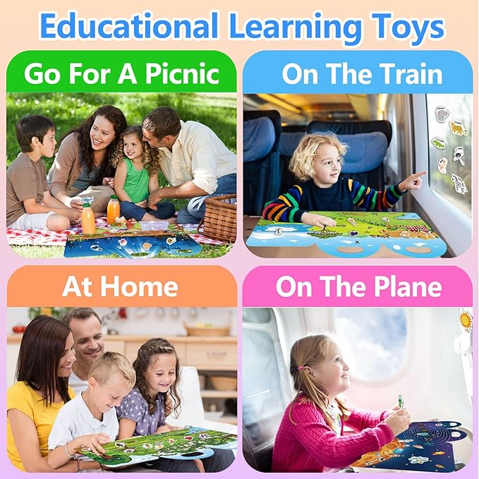 Reusable Sticker Books for Kids, Jelly Quiet Book, Preschool Learning Activities Busy Book for Toddler Travel Toys Waterproof Stickers for Kids 2 3 4 5 6 Year Old Girls Boys (Space)