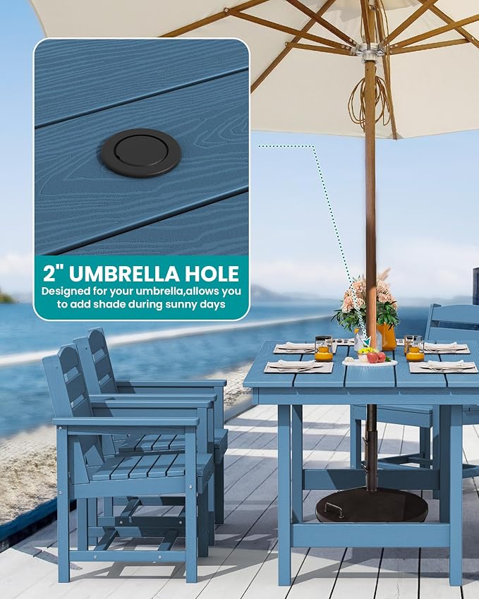 SERWALL Patio Table Set, Outdoor HDPE Dining Furniture - Image 2