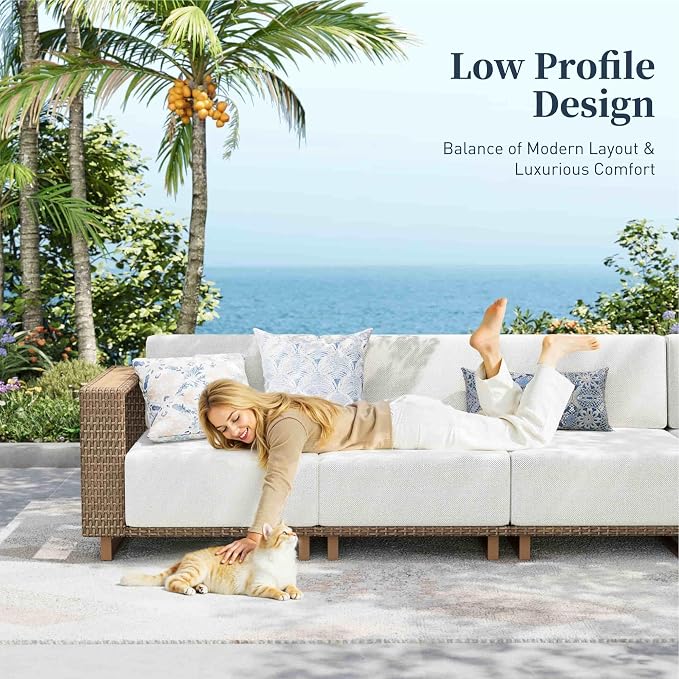 SUNSHINE VALLEY Patio Furniture Set, Outdoor Sectional Wicker Sofa - Image 4