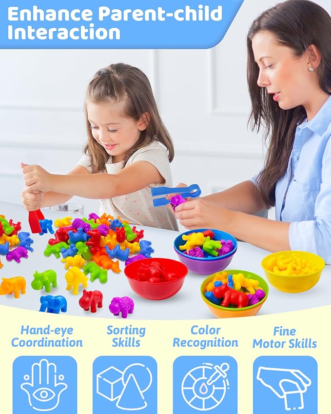 Counting Animals Montessori Toys for 3 4 5 Years Old Boys Girls, Preschool Learning Activities Kindergarten Educational Sensory Toys Gifts for Kids Toddlers