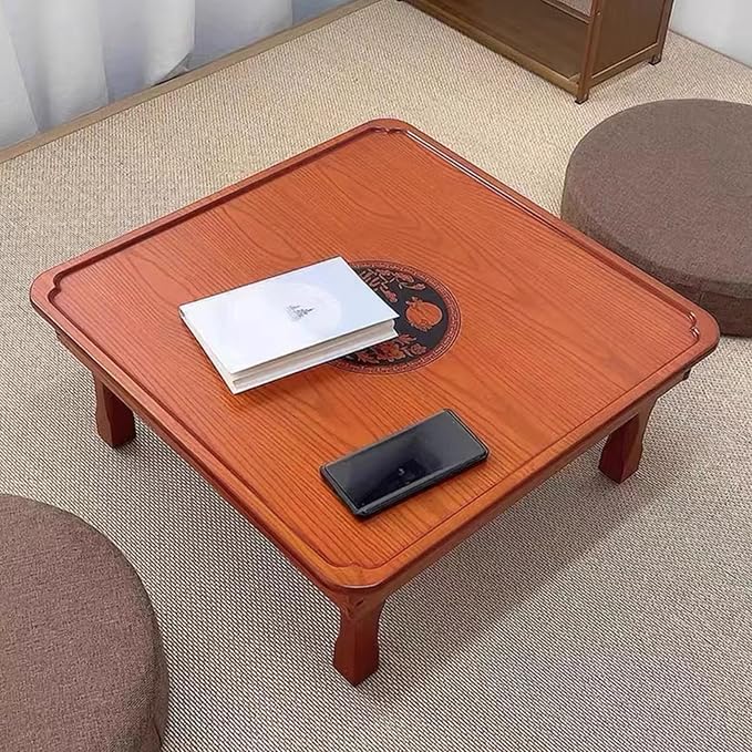 Square Folding Coffee Table, Korean Dining Table, Solid Wood Low Tables - Image 3