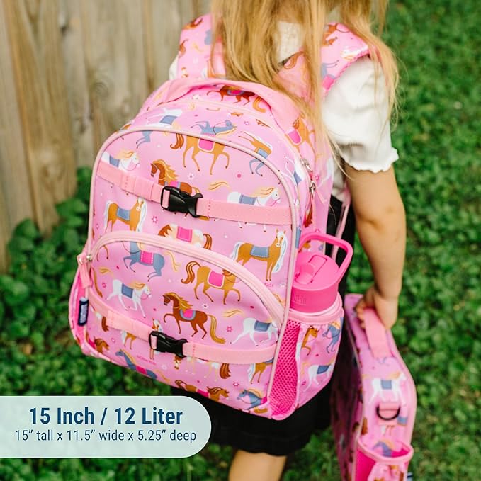Wildkin ECO rPET 15-inch Kids Backpack – Sustainable, Padded, Adjustable – Horses
