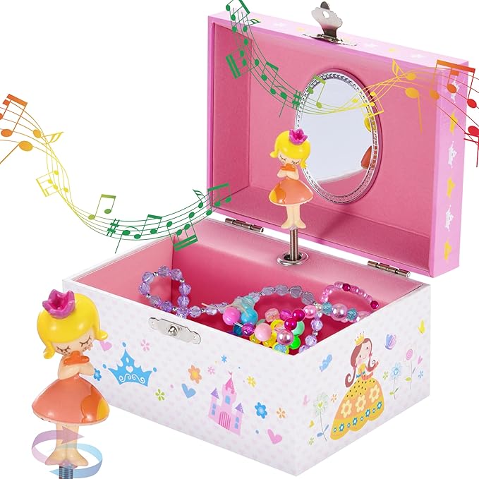Jewelkeeper Jewelry Box for Girls - Toddler Jewlery Box - Girls Jewelry Box 6-8 - Blonde Princess Musical Jewelry Boxes, The Beautiful Dreamer Tune and Spinning Doll