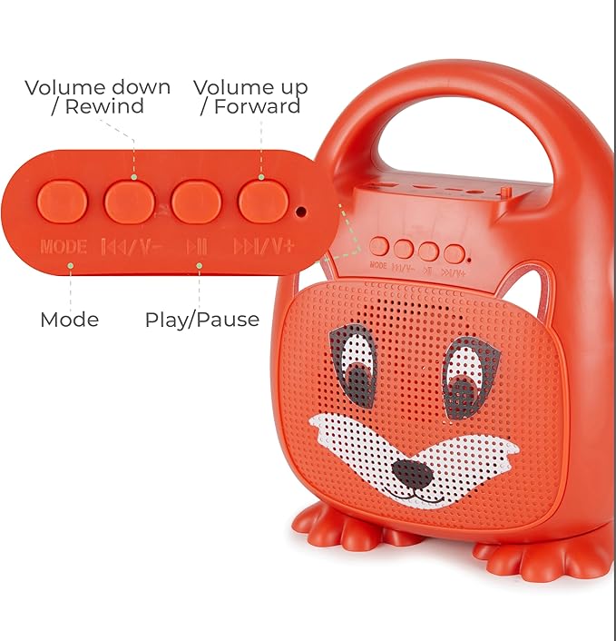 Singimals Kids Karaoke Speaker with Microphone - Unleash Your Child's Inner Superstar, Bluetooth v5.1, 12H Playtime, 5W Speaker, Multicolor LED Lighting, Asher The Fox